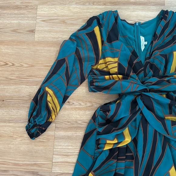 Anthropologie Ranna Gill Womens Cut-Out Midi Dress Sz XL Multicolor Long Sleeve - Picture 5 of 12